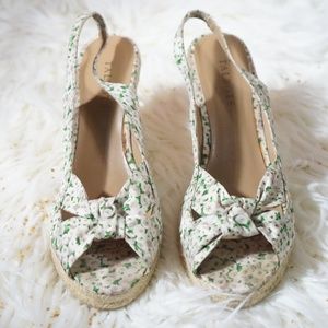 Talbots Floral Sling Back Wedges
